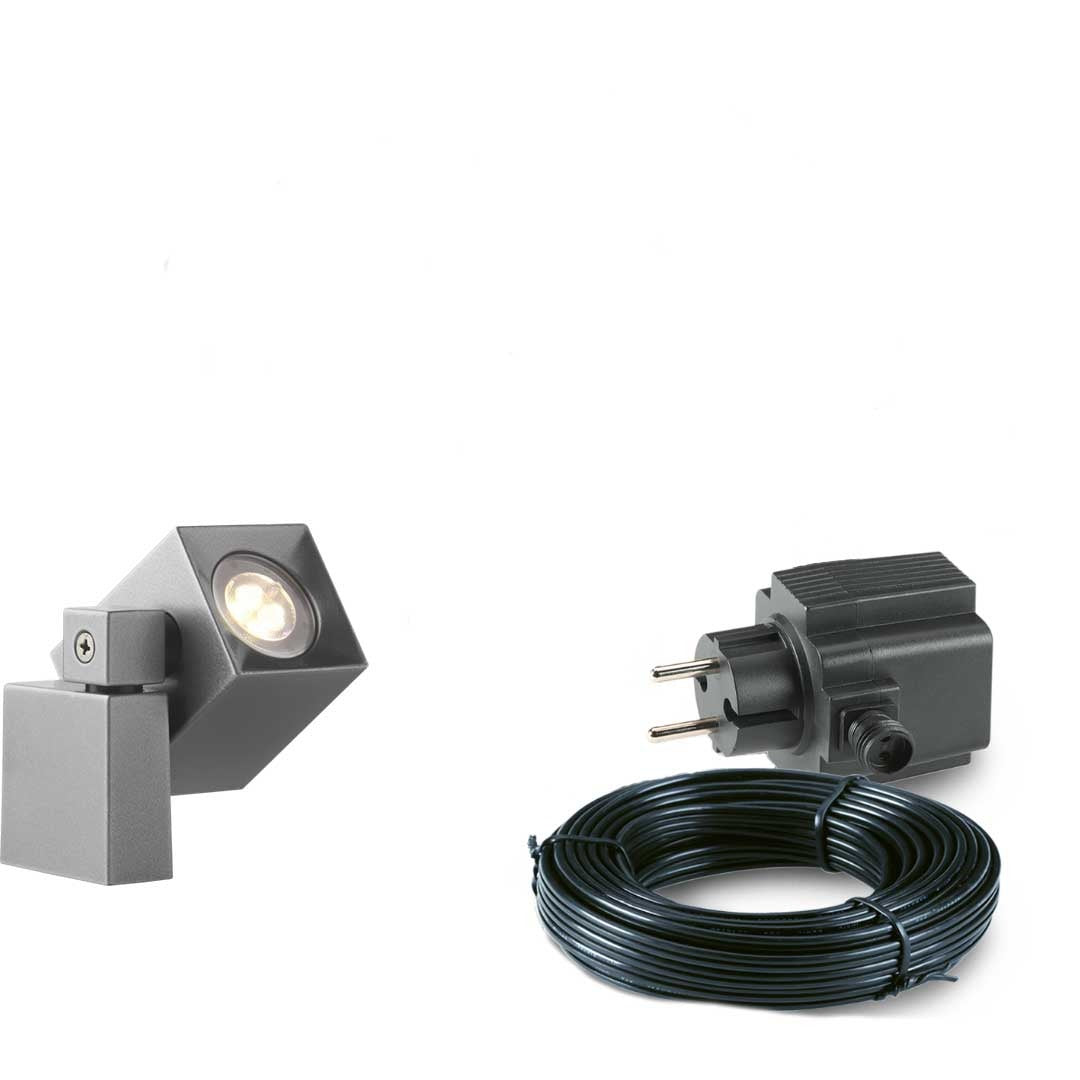 1x LED wand spot - 2 Watt - 12V - Grijs - complete set 1x LED wand spot - 2 Watt - 12V - Grijs - complete set